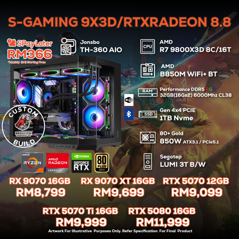 DOTATECH S-GAMING 9X3D/RTXRADEON 8.8 - CUSTOM PC GAMING PACKAGE R7 ...