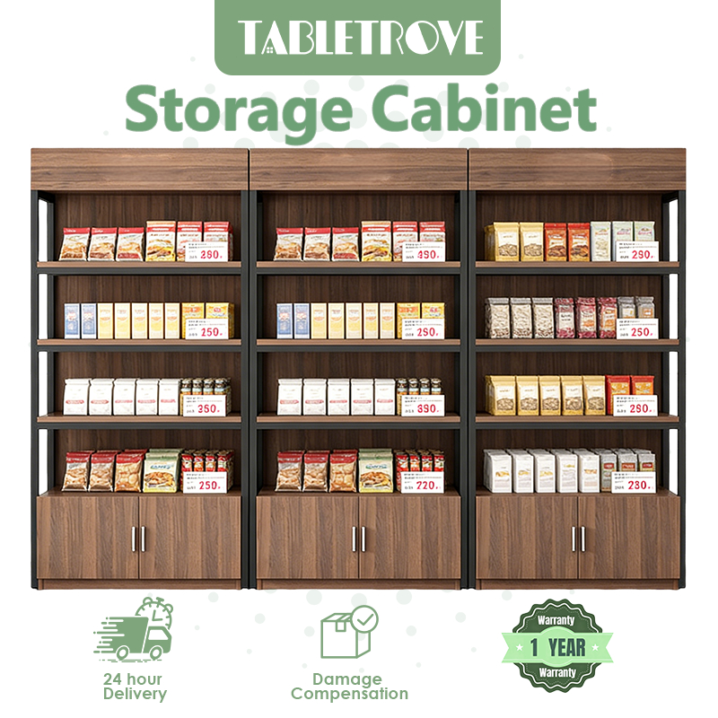 Modern 2m Storage Rack with Door Cabinet Rak Buku Kayu Besi Industrial ...