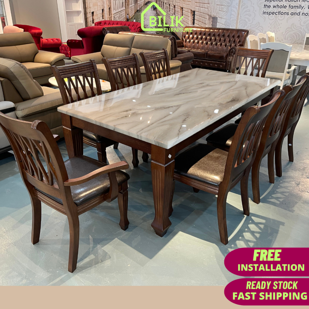 💥 Free Intsall💥- Dining Set | Marble Table | 1 Meja 8 Kerusi | Set meja ...