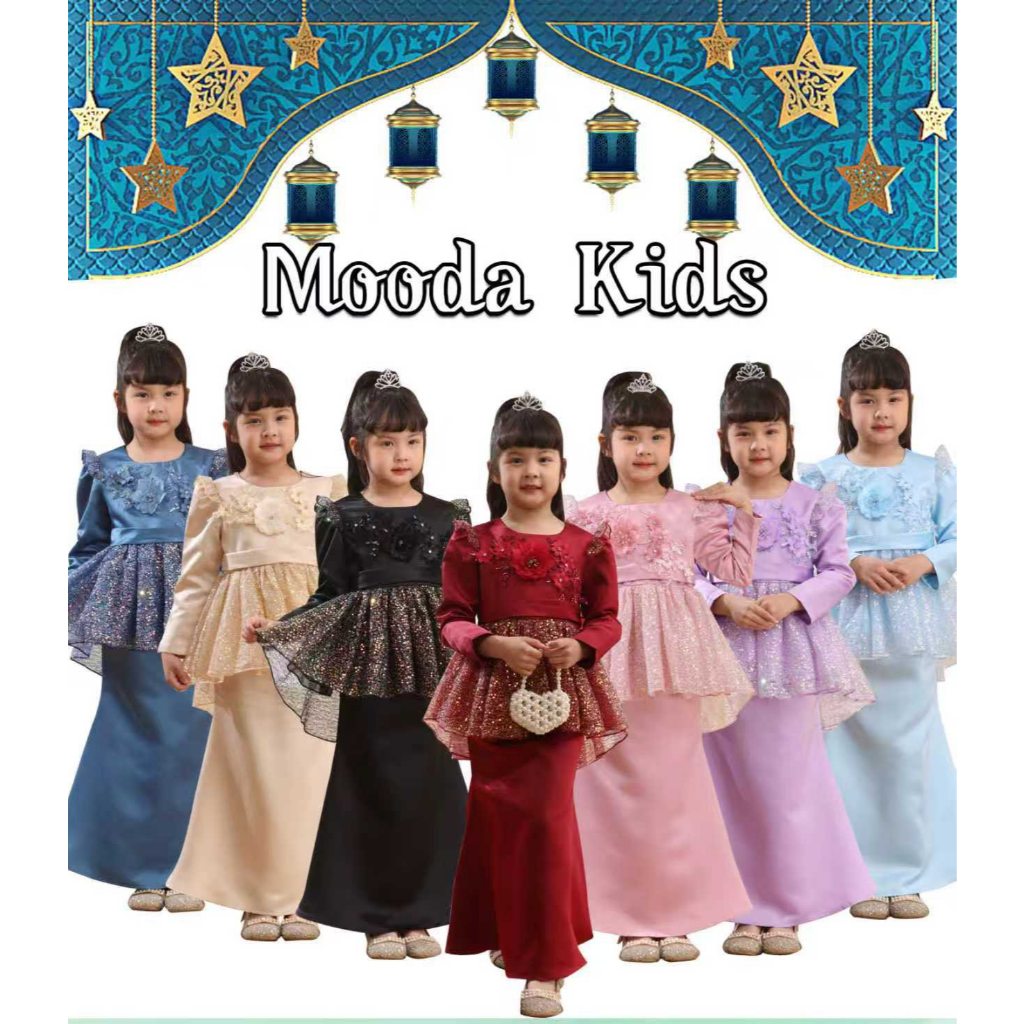 MOODA KIDS RAYA 2026 PEPLUM DESIGN FOR GIRL FLOWER | Shopee Malaysia