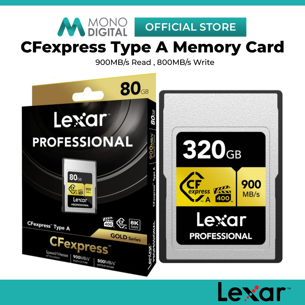 LEXAR CFEXPRESS PROFESSIONAL TYPE A MEMORY CARD GOLD WITH TRANSFER ...