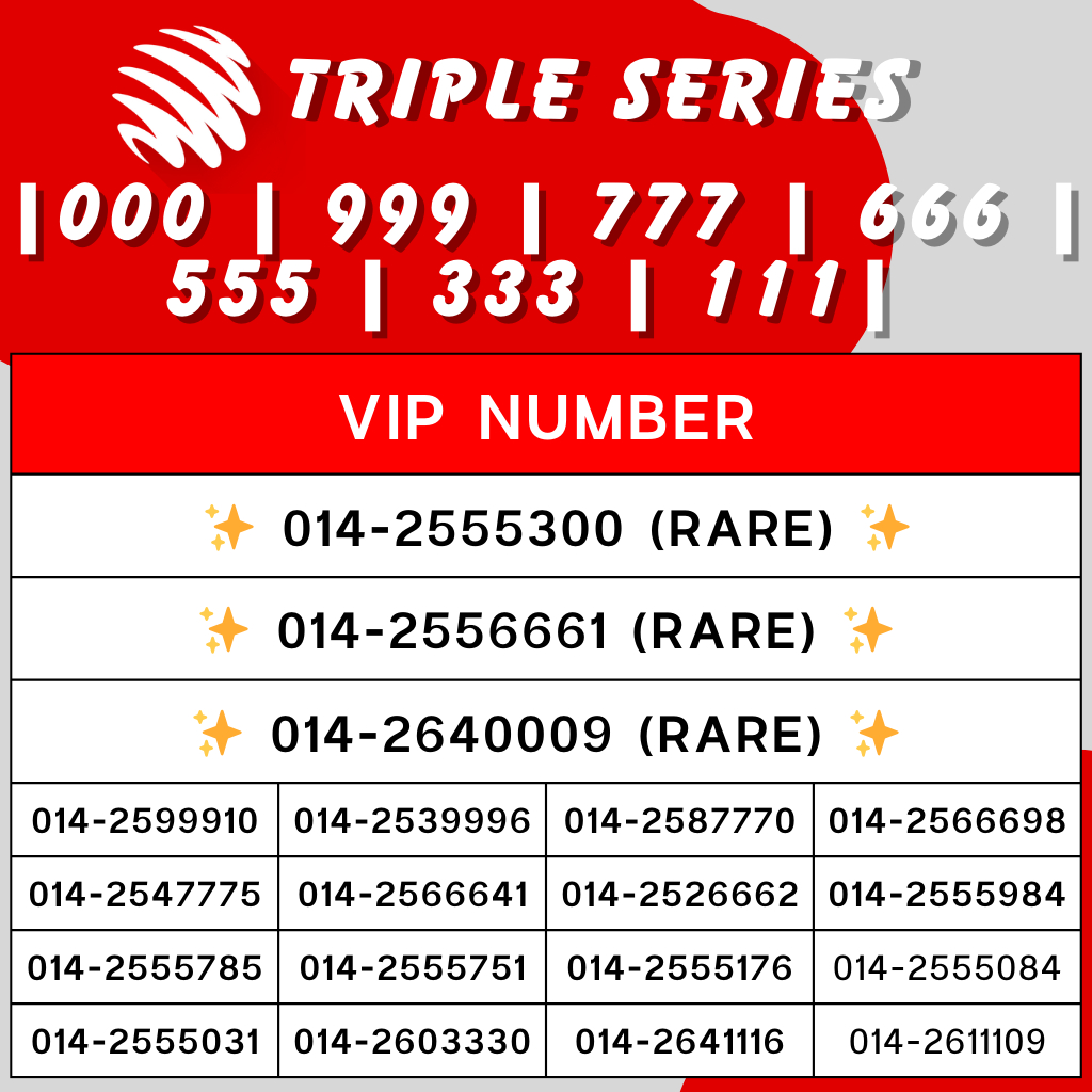 🔥 Hotlink VIP Number | VIP 号码 | Triple Series | 000 999 777 666 555 333 ...