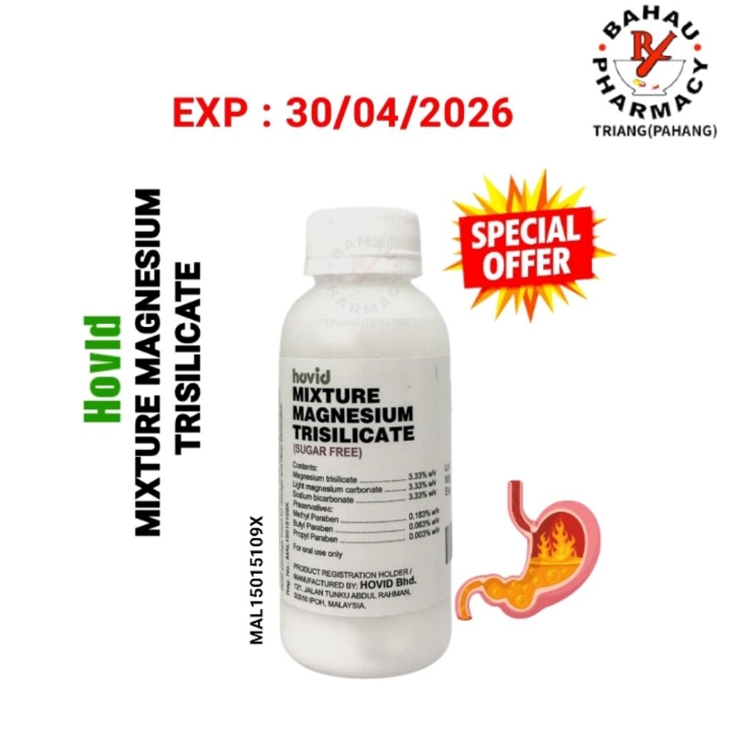 HOVID - MMT ( Ubat angin gastrik ) Mixture Magnesium Trisilicate 120ml ...