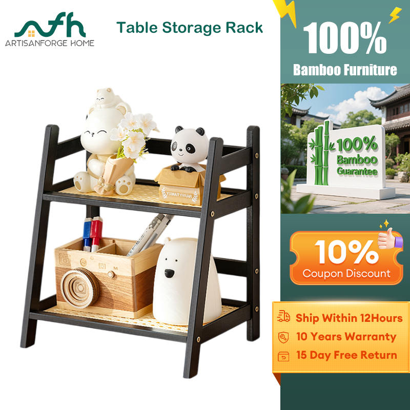 𝑨𝙧𝒕𝙞𝒔𝙖𝒏𝙁𝒐𝙧𝒈𝙚 𝙃𝒐𝙢𝒆 Bamboo Display Rack Black Wood White Table Storage ...