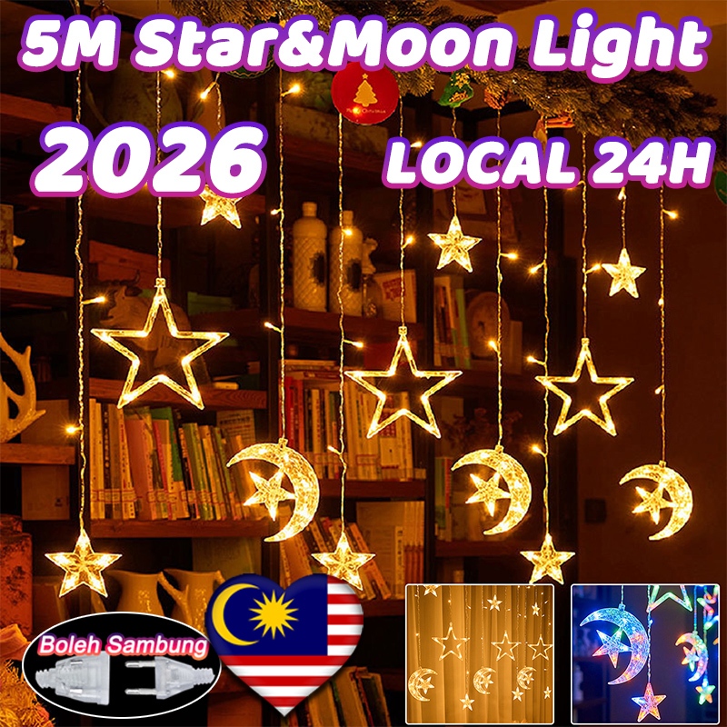 👍5M lampu raya 11modes 10Hanging lights LED Fairy lights outdoor ...