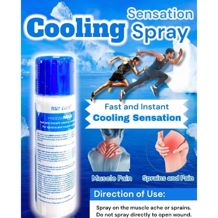 Nur Care FreezeMAX Spray 100ML | Instant Cooling Muscle Spray | Cramp ...
