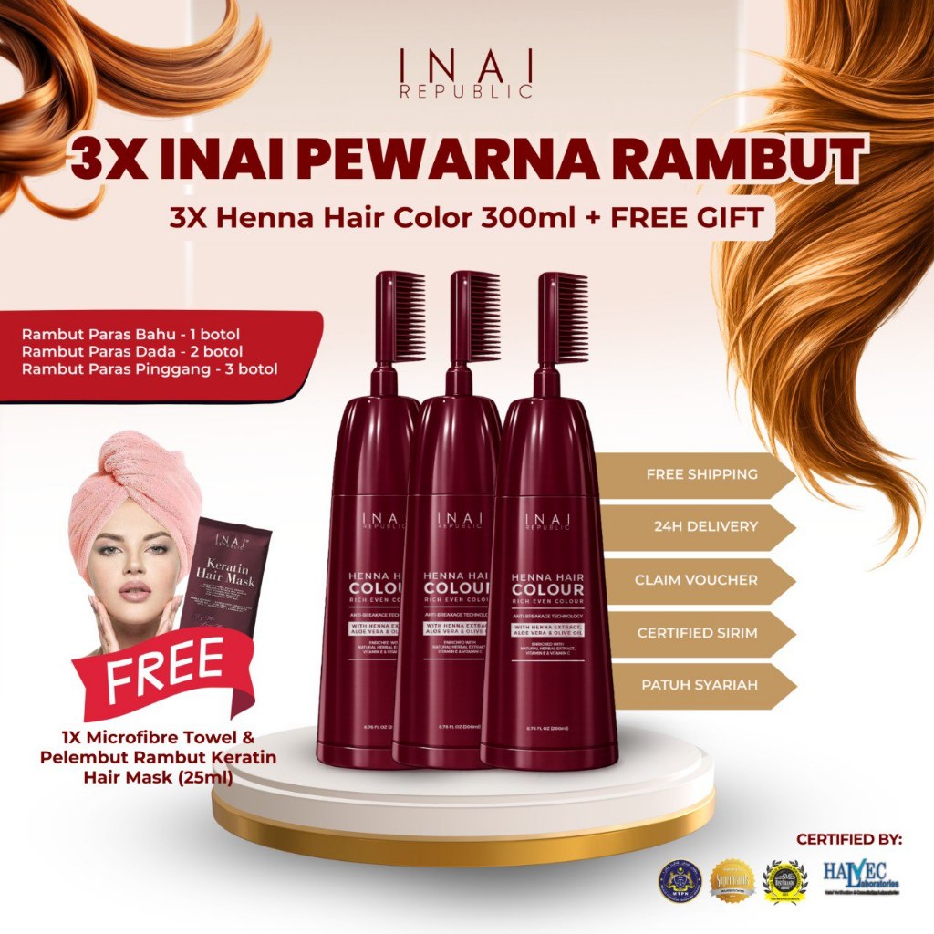 3X INAI PEWARNA RAMBUT HALAL INAI REPUBLIC - Tanpa Bleaching | Bau ...