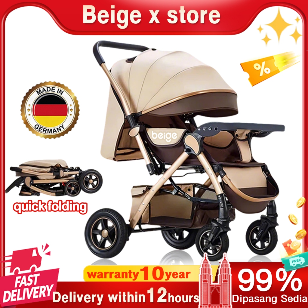 Beige Compact Stroller baby 2 way Travel Cabin Compact Foldable Light ...
