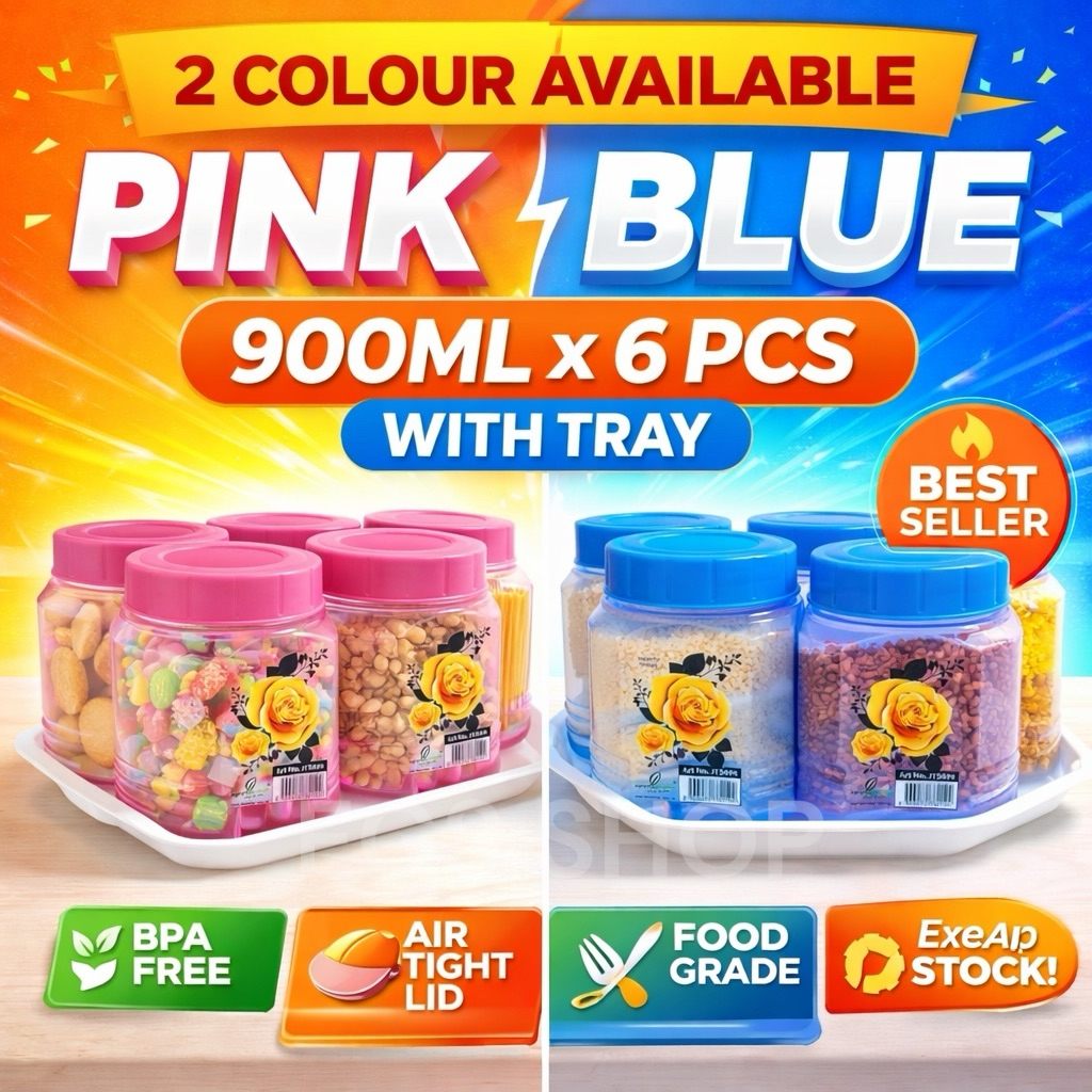 6 in 1 Canister Food Container set/Food Jar/Round Container/ Balang ...