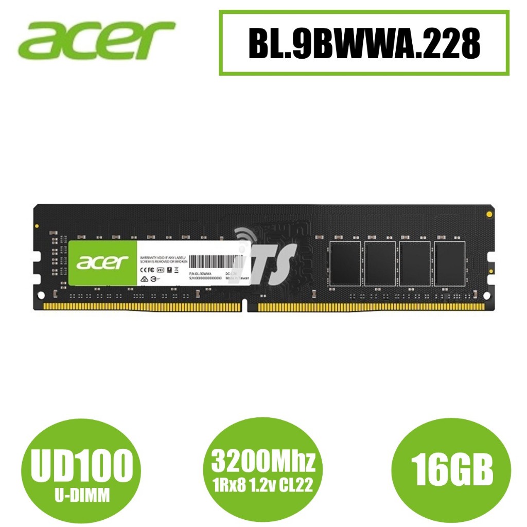 Acer UD100 1Rx8 PC4 3200Mhz 1.2V CL22 DDR4 Desktop DRAM (8GB / 16GB ...