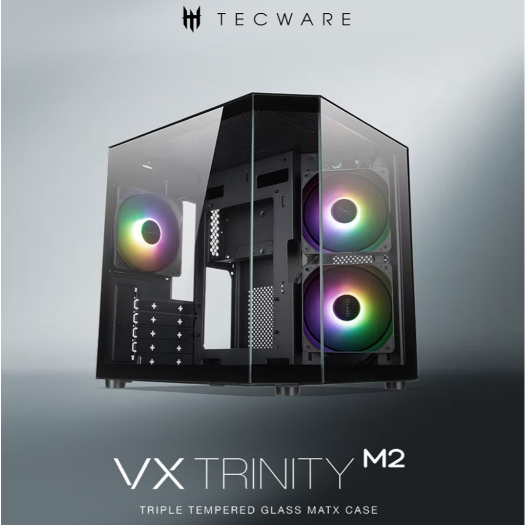 TECWARE VX Trinity M2 Mid Tower Triple T.G mATX Case With Pre-Installed ...