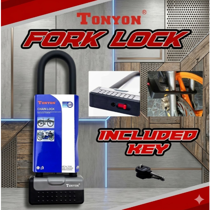 FORK LOCK U LOCK HEAVY DUTY ANTI THEFT TONYUN - HIGH QUALITY 295MM ...