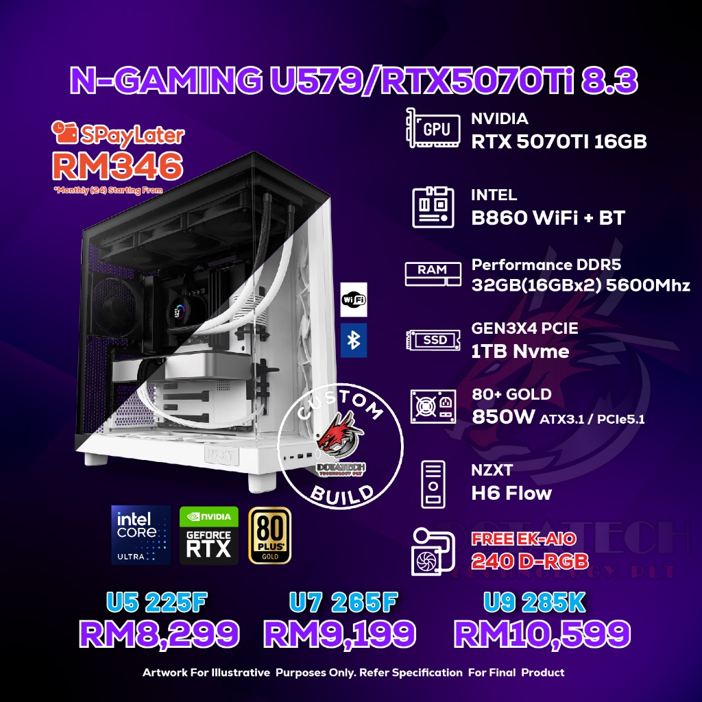 # DOTATECH N-GAMING U579/RTX5070Ti 8.3 - PC GAMING PACKAGE / 32GB DDR5 ...