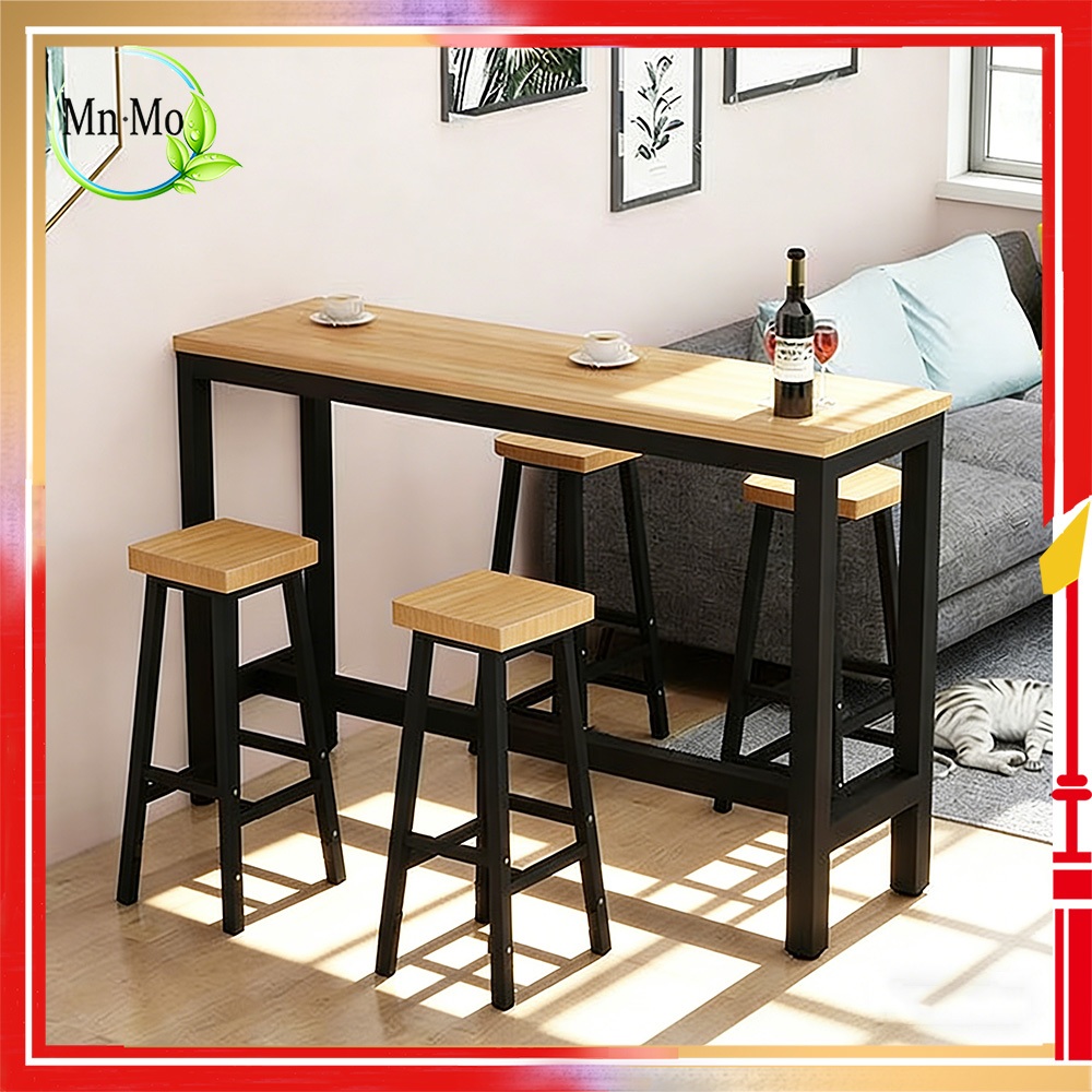 Bar table Set 1 Table with 4 Stool Meja bar set makan Stool High chair ...