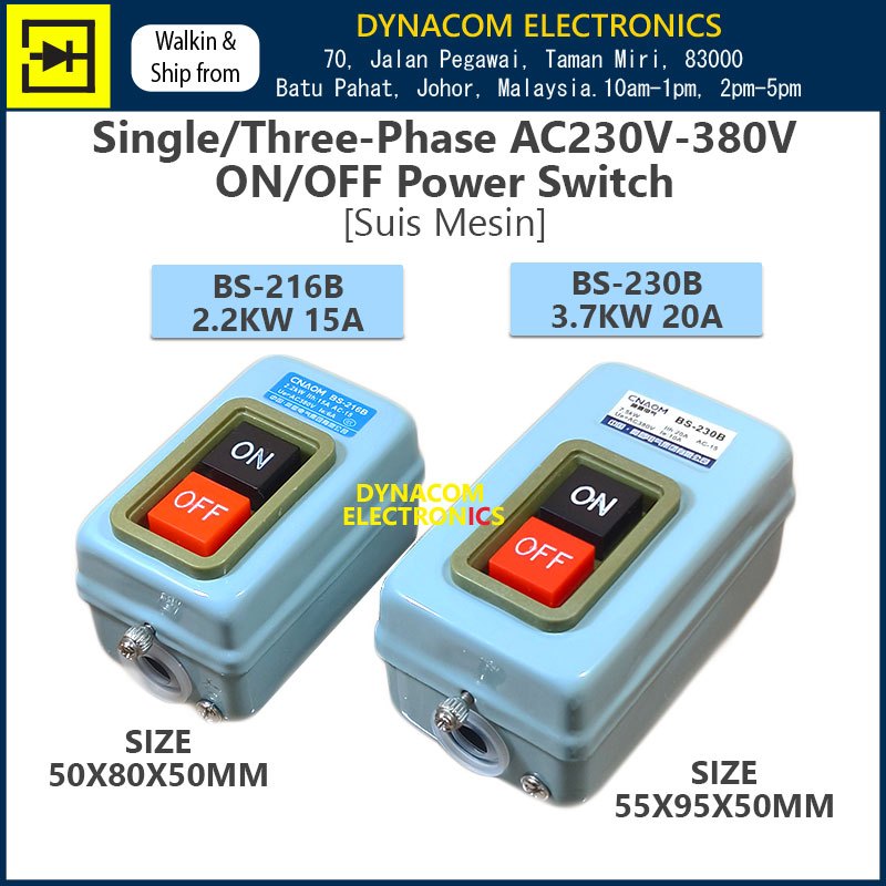 BS216B /BS230B Single-Phase / 3-Phase ON/OFF Self-Locking Power Push ...
