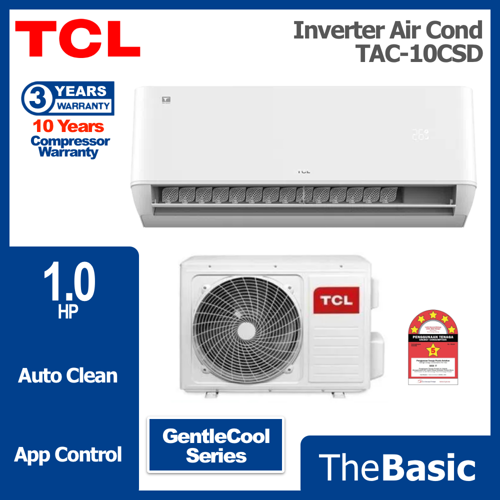 TCL 1.0HP - 2.0HP Fast Cooling Air Conditioner AirCond ( TAC-10CSD ...