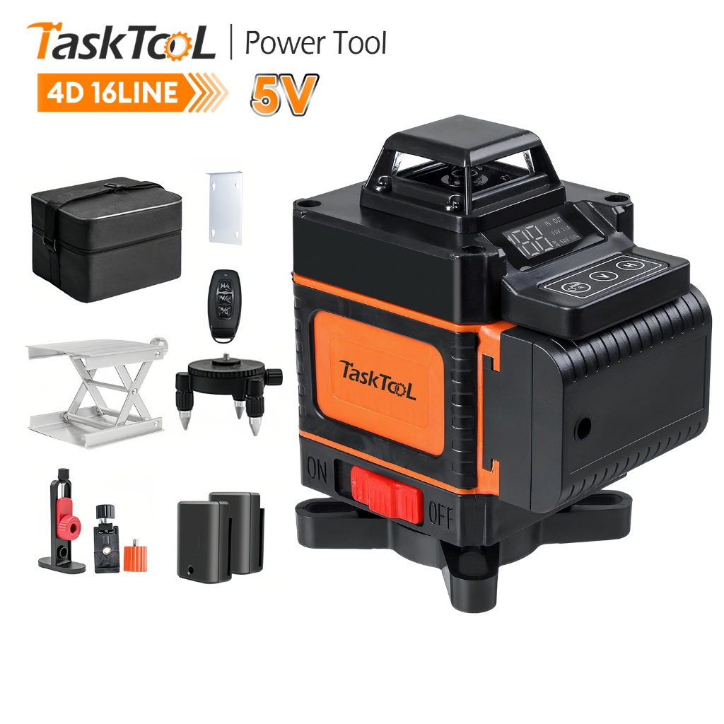 TASKTOOL 4D Laser Level 16 Line Self-Leveling 360° Rotary Cross lazer ...