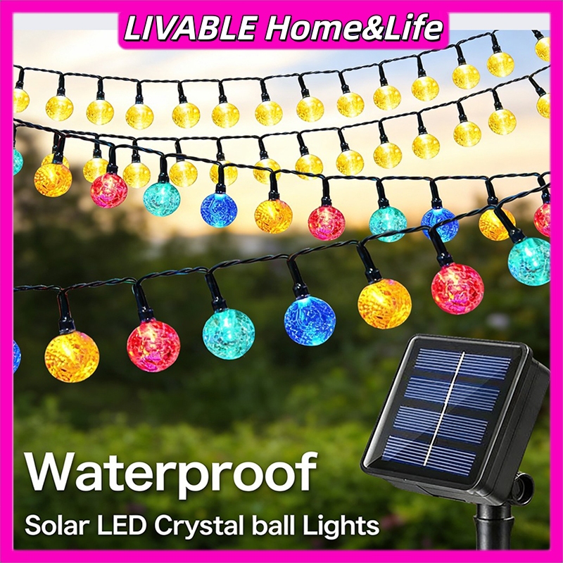 100 LED lampu raya Solar Fairy String Lights Outdoor Waterproof 8 Modes ...