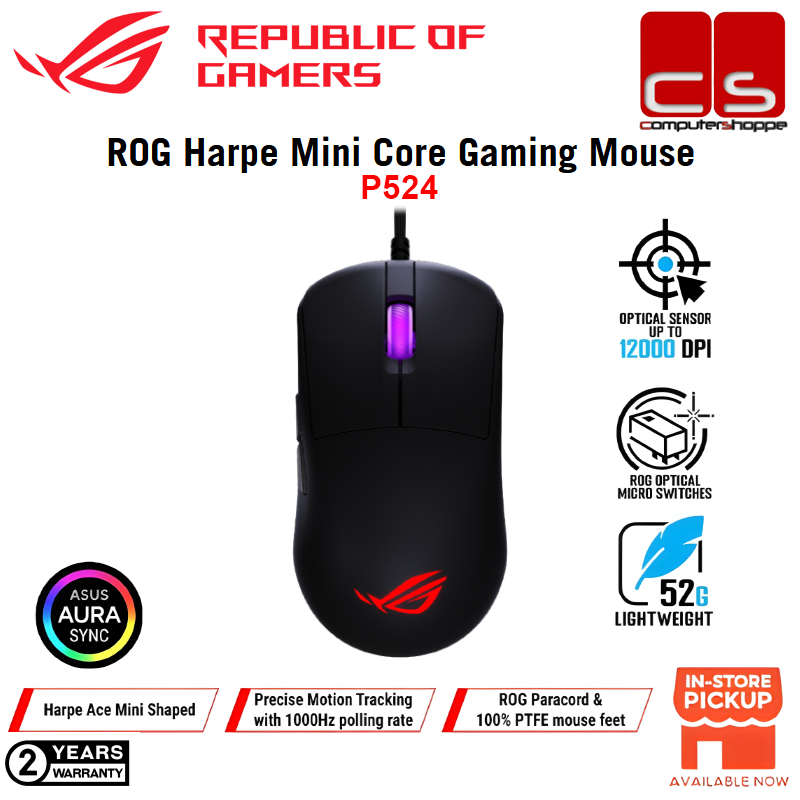 ASUS P524 ROG Harpe Mini Core Gaming Mouse | 52g Ultra-Light | 12,000 ...