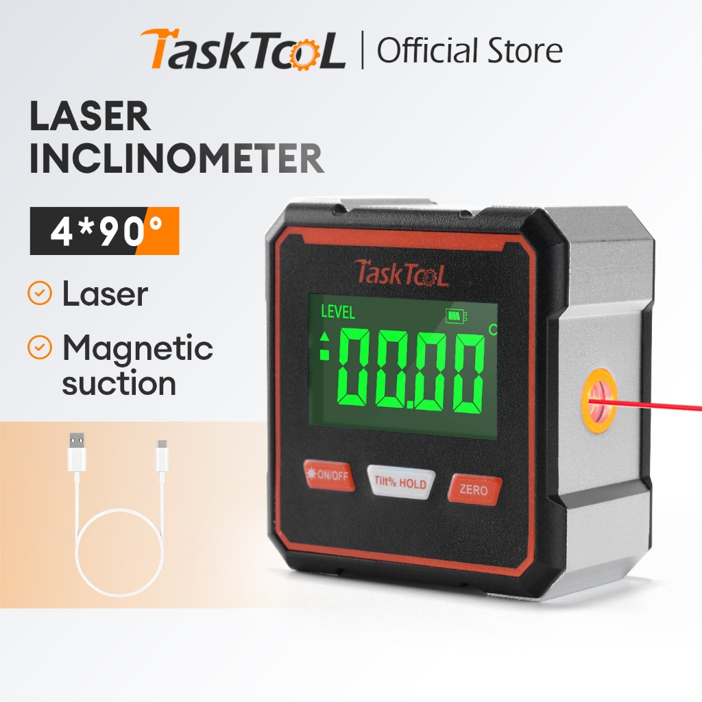 TASKTOOL Magnetic Laser Inclinometer Level 4Side Magnet Dual Laser 4x90 ...
