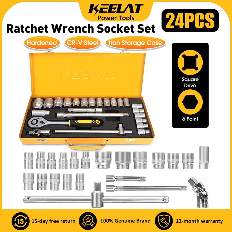 KEELAT 24PCS Tool Box Set Toolbox Spanar Box Tool Set Tool Set Wrench ...