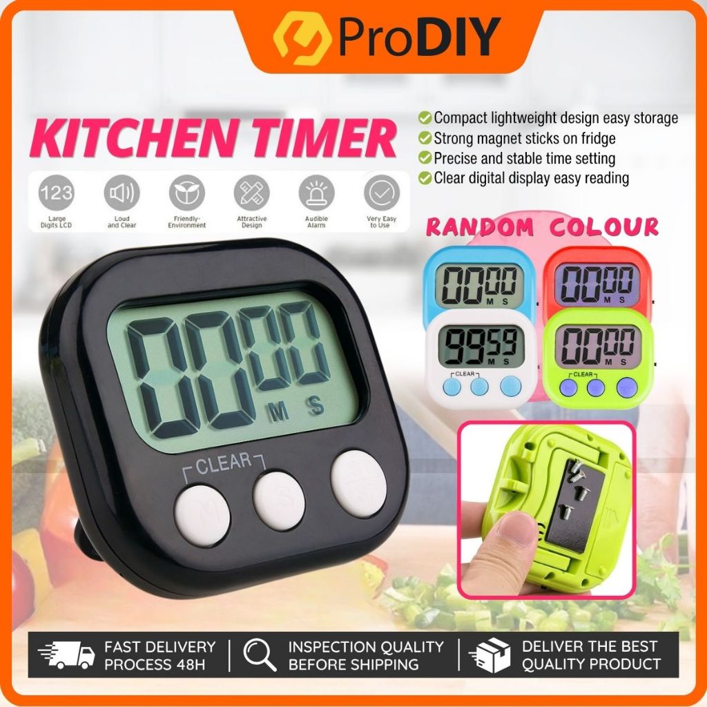 Kitchen Magnetic Digital LCD Cooking Timer Alarm Clock Timer Countdown ...