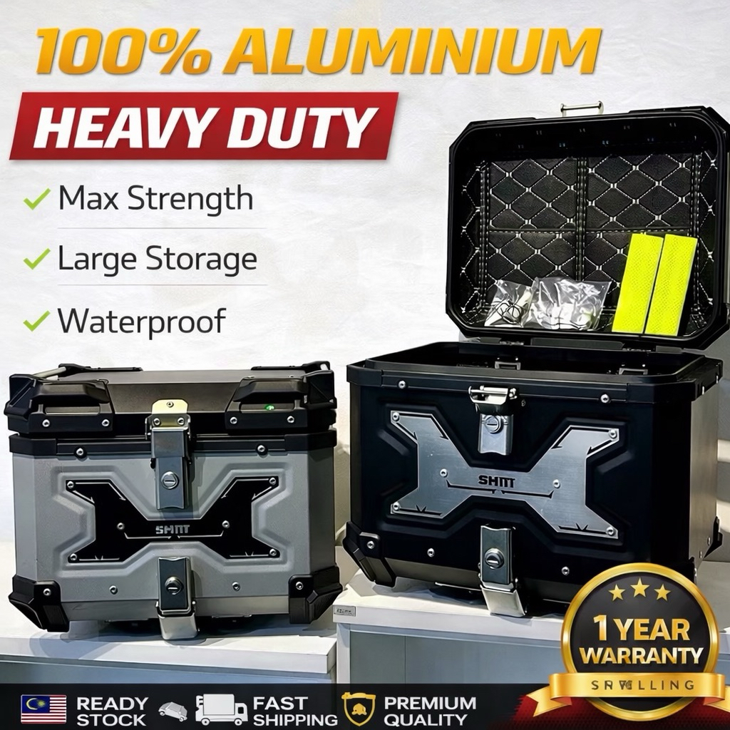 SMRT Top Box Aluminium Motorcycle 36L 38L 40L 45L with Universal Base ...
