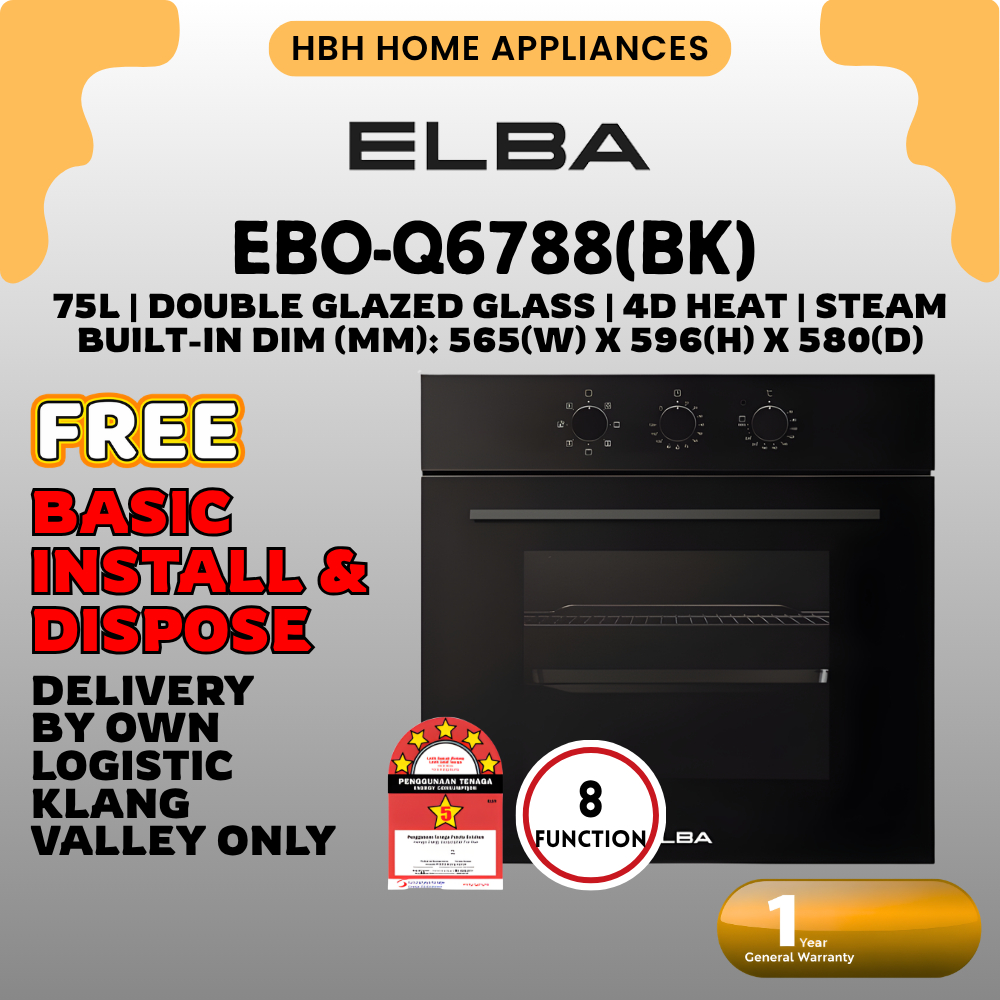 [Delivery Within 5 Days] Elba Built-in Oven DIVO EBO-Q6788(BK) | 8 ...