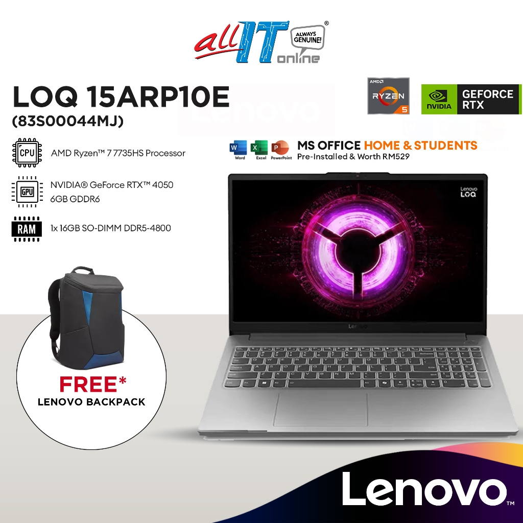 Lenovo Gaming Laptop LOQ 15ARP10E Ryzen7-7735HS/16GB DDR5/512GB SSD/15. ...