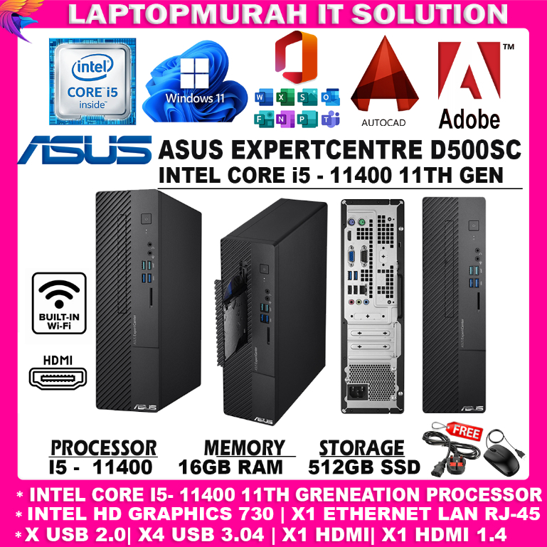 ASUS EXPERTCENTRE D500SC SFF DESKTOP PC - INTEL CORE i5- 11400 