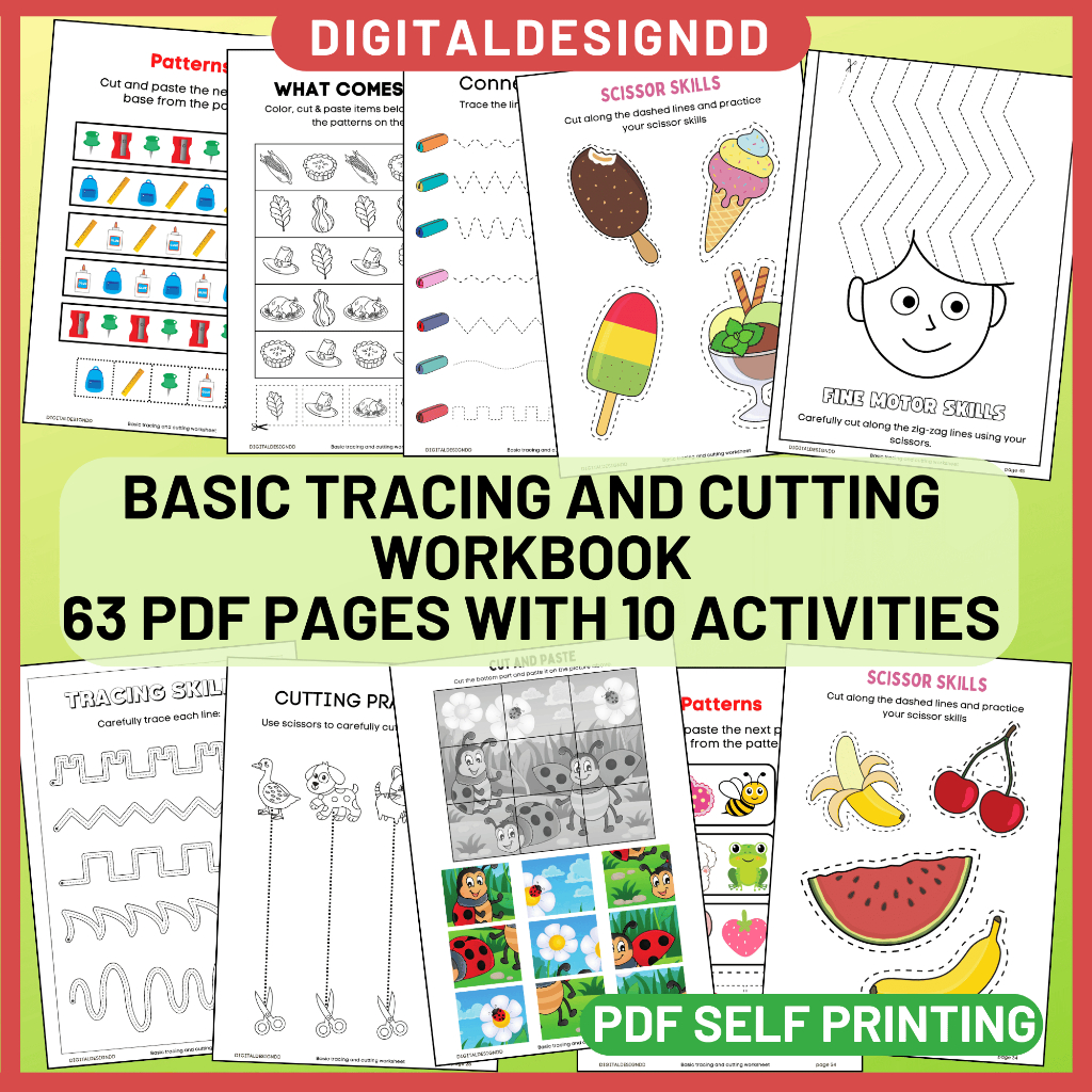 PDF Basic tracing and cutting worksheet for kids preschool Latihan ...