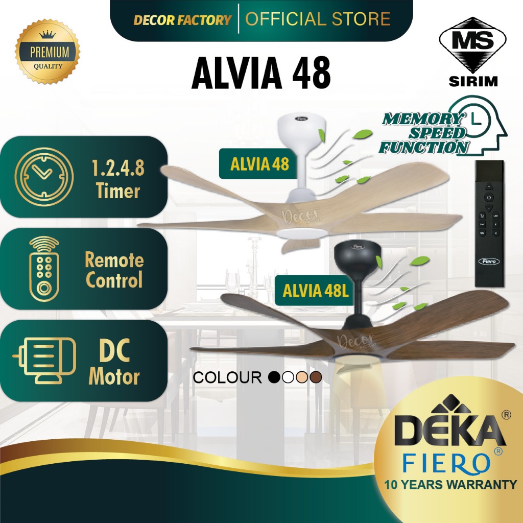 DEKA FIERO Fan FIERO ALVIA 48 Inch 5 Blades 24 Speed DC Motor With ...