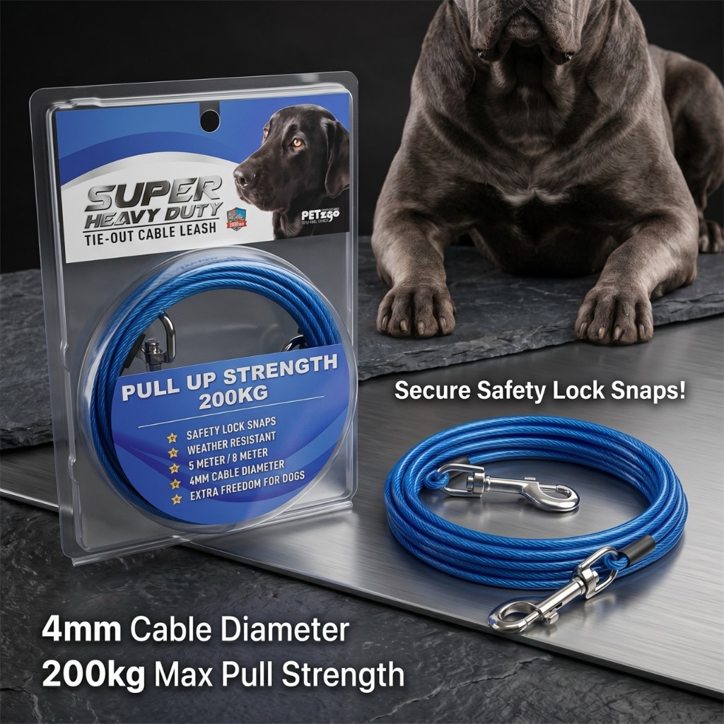 Heavy Duty !!200kg !!Metal Steel Tie Out Dual Cable Lead Leash 5m/8m ...