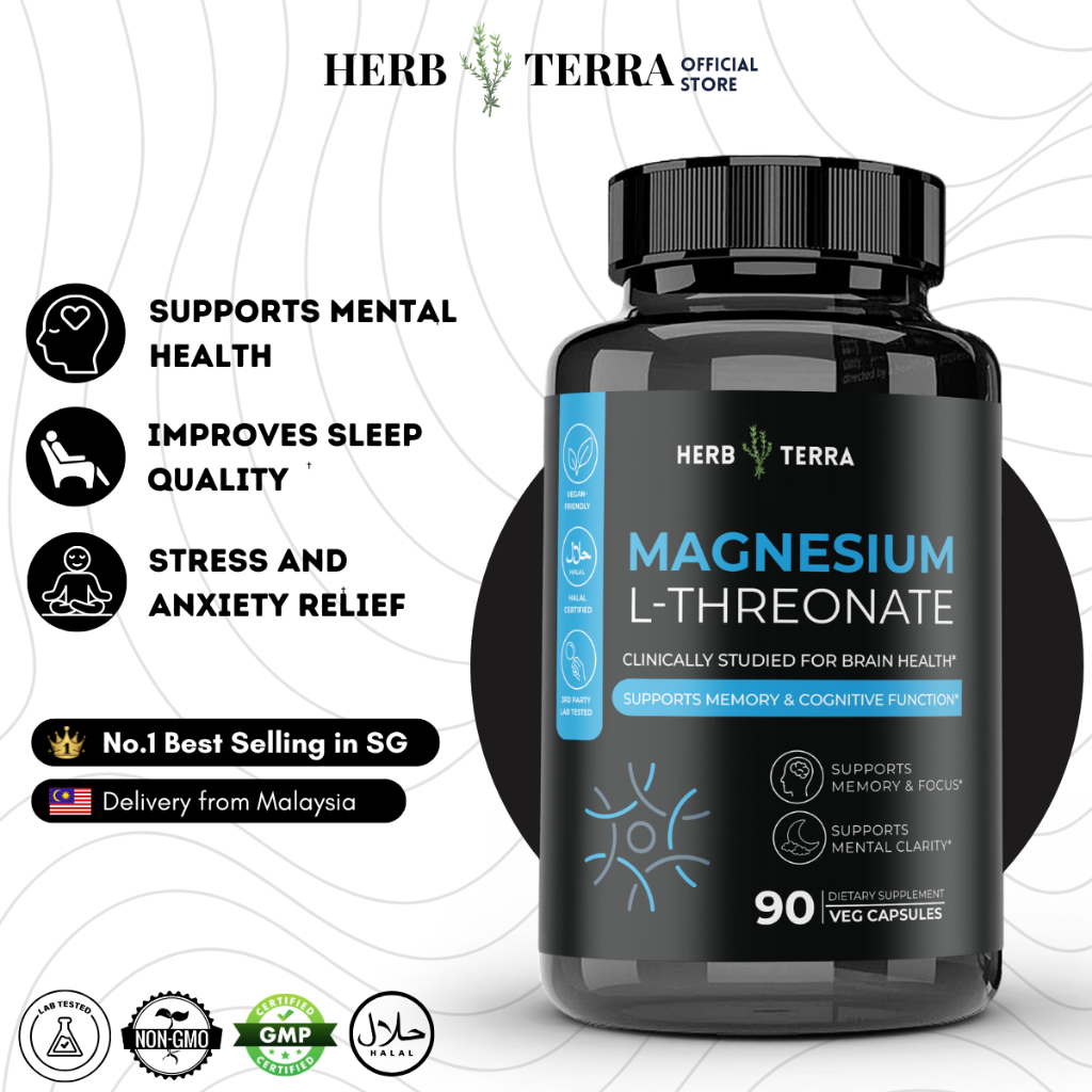 Herb Terra Magnesium L-Threonate, Brain Health Supplement, Cognitive ...