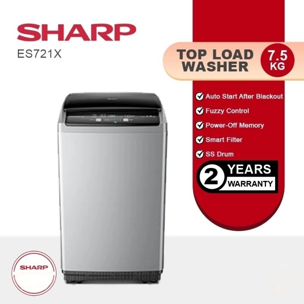 Sharp Fully Automatic Washer | Mesin Basuh Auto 7.5kg ES721X | Shopee ...