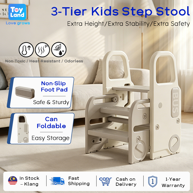 3-Step Anti-Slip Kids Step Stool for Toilet Potty Training Multipurpose ...