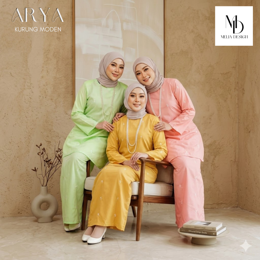 KURUNG MODEN ARYA BY MELIA DESIGN SULAM BUNGA PLAIN COTTON PREMIUM ...