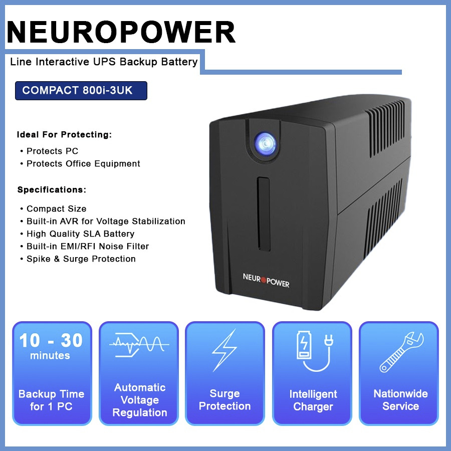 NeuroPower Compact 800i-3uk Line Interactive UPS 800VA | Shopee Malaysia