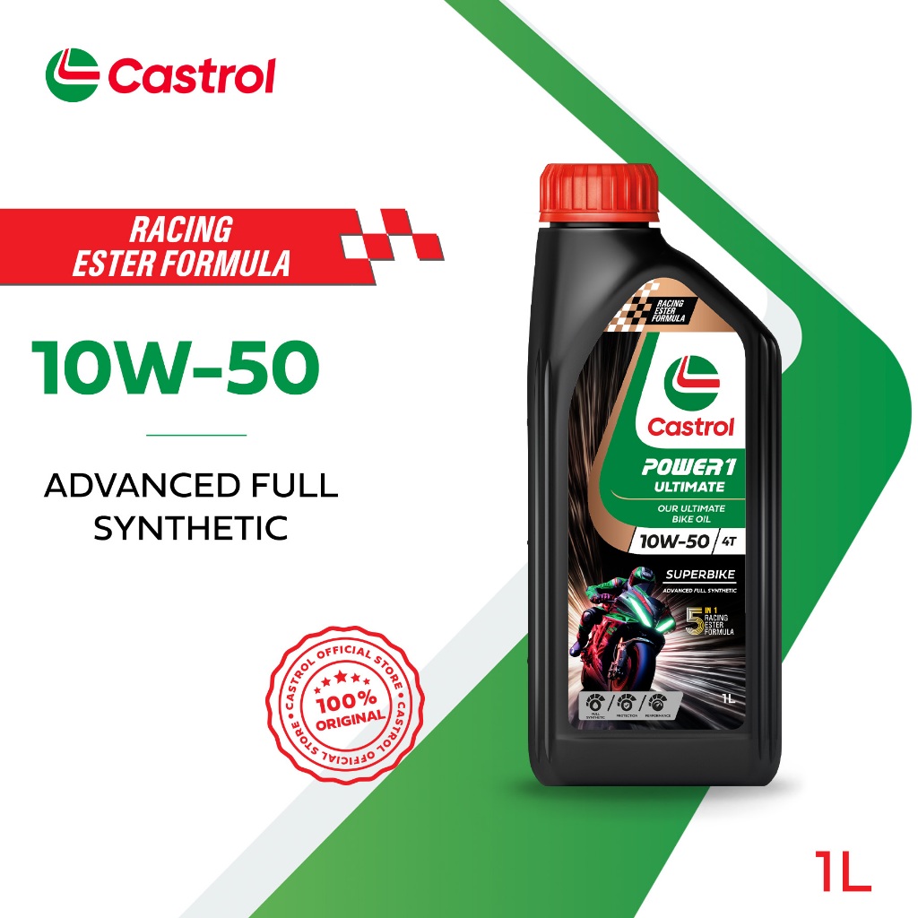 Castrol POWER1 ULTIMATE Superbike 10W-50 4T (1L) Racing Ester Formula ...