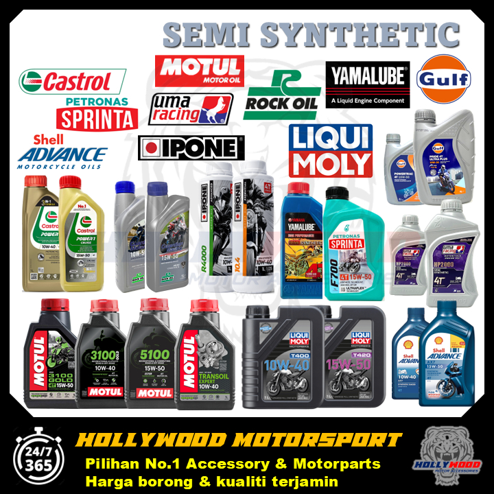 SEMI SYNTHETIC 4T ENGINE OIL MOTUL/LIQUI MOLY/YAMALUBE/SHELL/PETRONAS ...