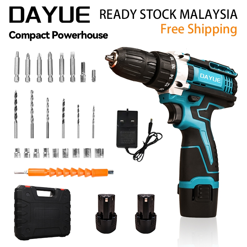 MY Ready Stock DAYUE Cordless Drill Ultra Light Powerful Motor 24pcs ...