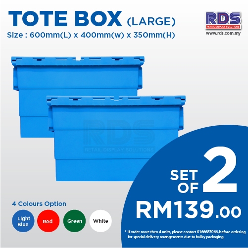 [SET OF 2] Security Tote Box Large Medium Stackable Container Plastic ...