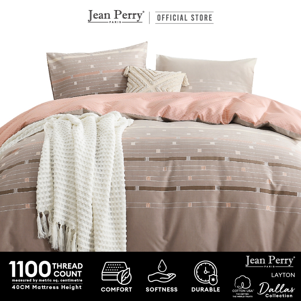 Jean Perry Dallas Fitted Bedsheet Set - Cotton USA 1100TC (SUPER SINGLE ...