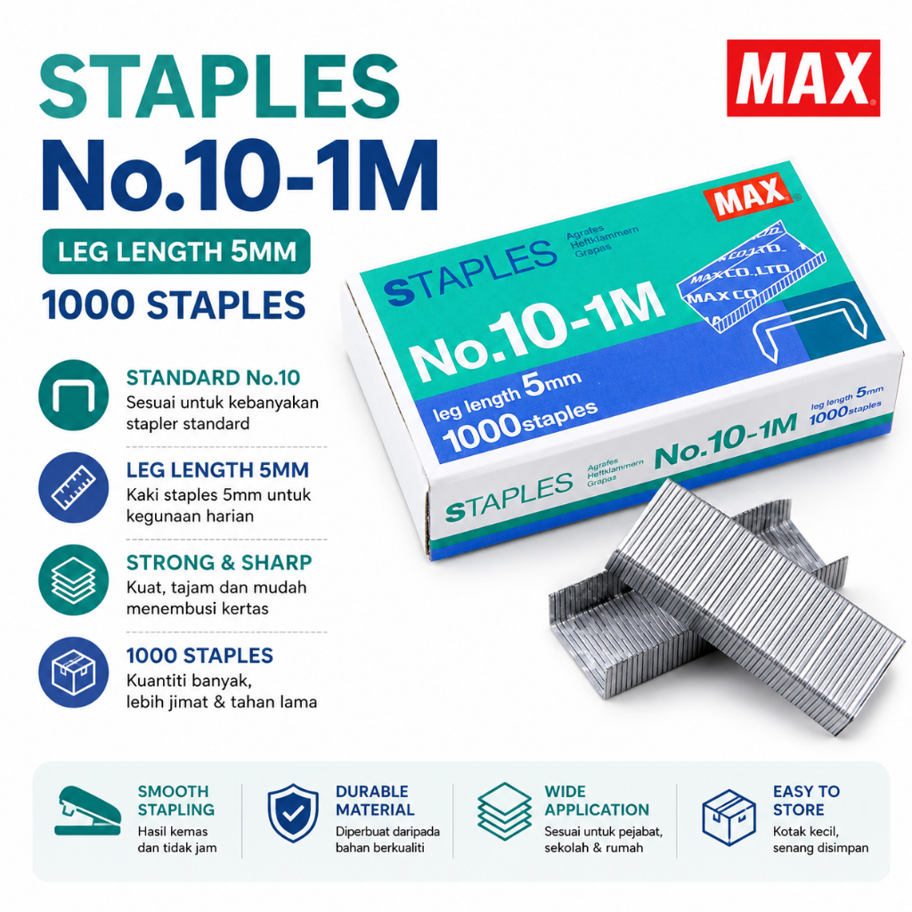MAX Staples No.10-1M Original Made in Japan / Ubat Staples Kecil ...