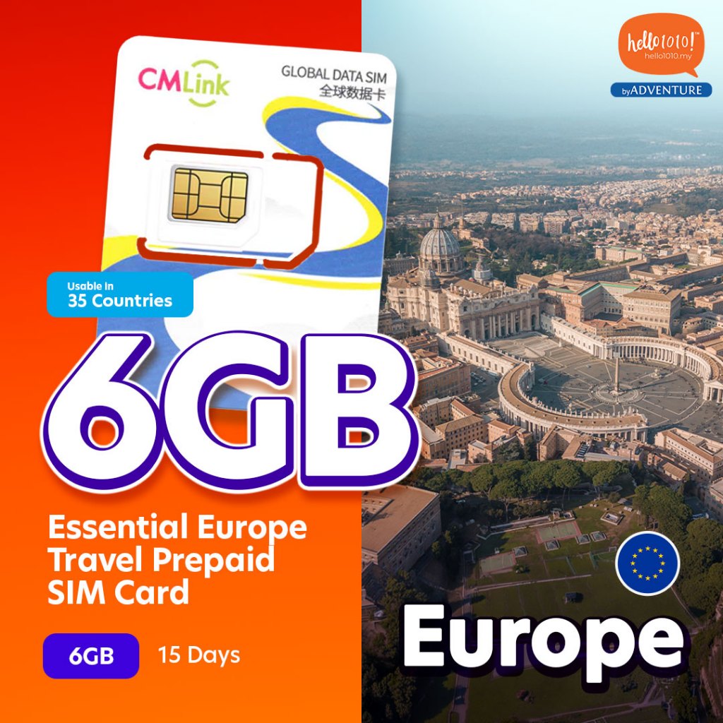 Hello1010 Essential Europe 15 Days Travel Prepaid Sim Card | Shopee ...