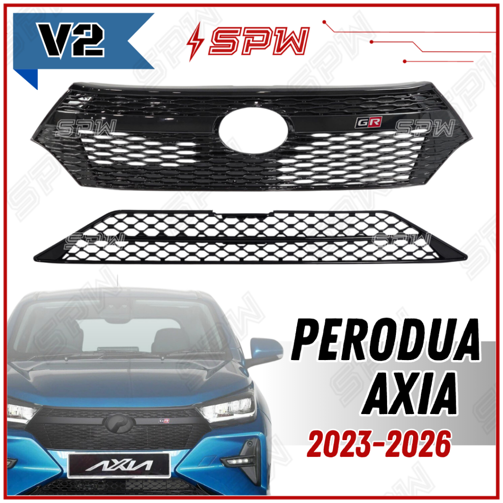 Perodua Axia (2023-2026) V2 GR-Sport Front Grill Top Lower Grill Mesh ...