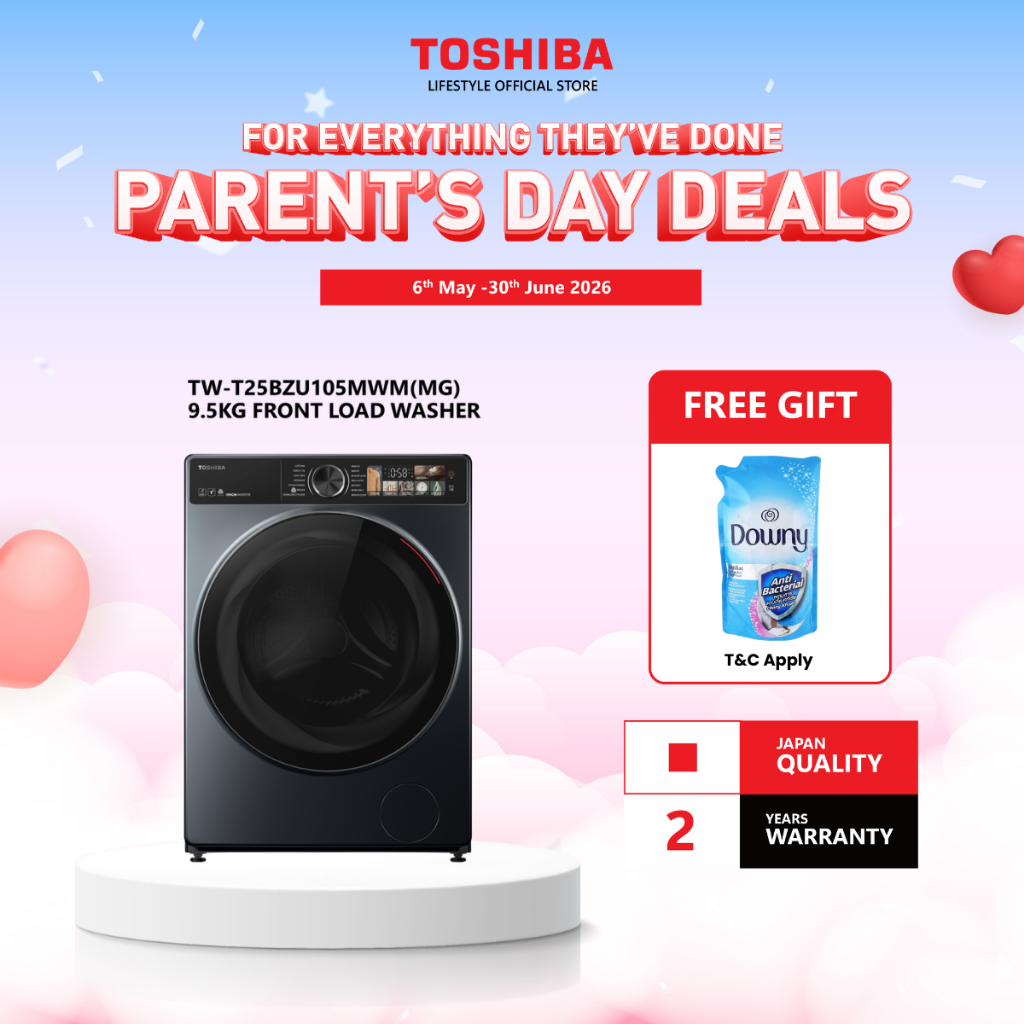 Toshiba TW-T25BZU105MWM(MG) 9.5kg Front Load Washing Machine (Morandi Gray)/Mesin Basuh / 洗衣机