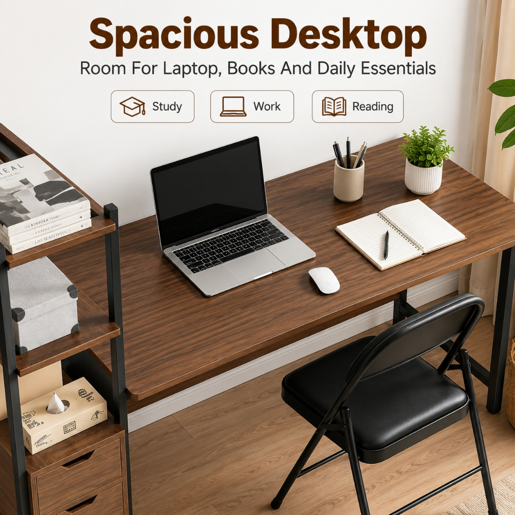 【Local Stock】Meja Belajar Computer Study Table With Side Bookshelves ...