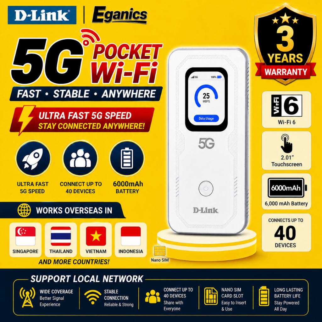 D-Link DWR-U2100/ DWR-U2000 5G Wi-Fi 6 Mobile Router Hotspot MiFi ...