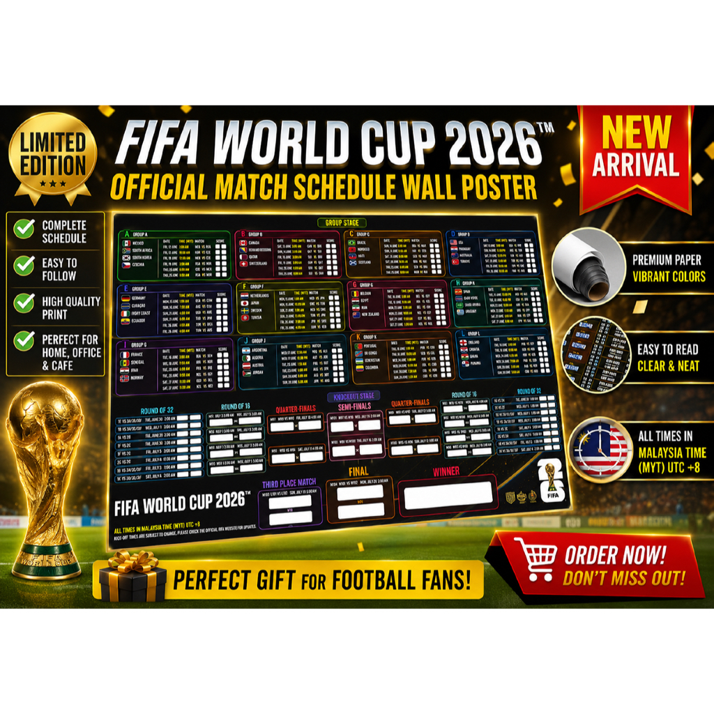 FIFA World Cup 2026 Official Match Schedule Poster | Shopee Malaysia